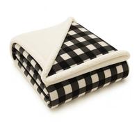 True Face Soft Faux Fur Throw Blanket - Plush Fleece Cozy Throw for Sofa, Bed, Couch - Warm Fluffy Blankets Black White - 23395 Single - 130 x 150cm