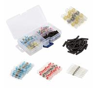 True Face Solder Seal Wire Connectors 100Pcs Waterproof Heat Shrink Butt Connector Solder Sleeve Self-Solder Insulated Electrical Butt Splice Wire Terminals for Automotive Boat Truck Wire Joint