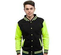 True Face Unisex Jacket American Style Varsity Letterman University College Baseball Teddy Jacket Black-Yellow Small