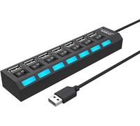 True Face USB Hub 7 Port 2.0 Fast Charge Multi LED Splitter External Extension Cable Seven Ports