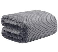 True Face Waffle Blanket Throw Over Sofa Bed Warm Fleece Faux Fur Grey King 200 X 240cm