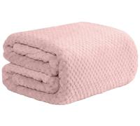 True Face Waffle Blanket Throw Over Sofa Bed Warm Fleece Faux Fur Pink 200 X 240cm