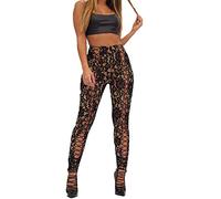 True Face Women Dress Bodycon Ladies Long Sleeve Top Black Lace Eyelet Trouser Extreme Split Cocktail Dresses (Bottom - Black, 12)
