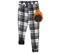 True Face Women’s Sweatpants Joggers Thermal Flannel Stretchable Fabric Winter Sherpa-Lined with Pockets Elasticated Drawstring Waist, Cozy Fleece Lined Casual Bottoms for Outdoor Black Check S