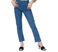 True Face Womens Denim Jeans Straight Leg Ladies Pant Stretchy Half Elasticated Waistband Trouser Blue 30XS