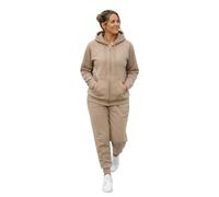 True Face Women's Tracksuit Set Long Sleeve Zip Up Hoodie Sweatshirt with Joggers Pants Casual Ladies Two Piece Gym Training Outfit Nude L