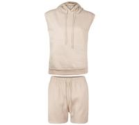 True Face Womens Tracksuit Sleeveless Hoodie and Shorts Set - 2 Piece Activewear for Gym, Workout, Training, Running, Casual Loungewear Summer Outfit Lightweight Sportwear Nude M
