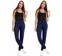 True Face Womens Trousers Regular Fit Sweatpants Bottoms Fleece Skinny Joggers Jogging Ladies Gym Lounge Fleece Pants Navy L