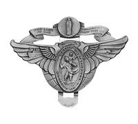 True Faith Jewelry Pewter Winged Miraculous Mary and St Christopher Visor Clip for Car, Patron Saint of Travelers, Gift for New Driver, Fine Pewter (92% Tin), 2 x 3 Inch