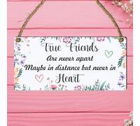 "True Friends Are Never Apart, Maybe in Distance but Never in Heart" - Personalised Friendship Plaque, Perfect Best Friend Decorative Wall Art Gift (Small: 19 cm (H) × 9 cm (W))