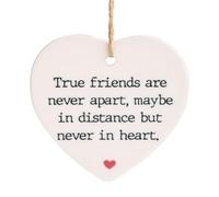 True Friends Are Never Apart Ornament, Heart Ceramic Hanging Keepsake Friendship Gifts for Women Encouragement Gifts for Tough Time Best Friend Sisters Bestie (Style C)