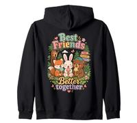 True Friends Forever Animal Design Zip Hoodie
