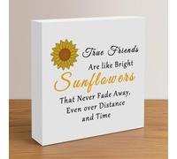 True Friends Gifts for Women Best Friend Friendship Decor for Bestie Rustic Wooden Sign Desk Decor for Home Office Moving Away Gifts for Sister Long Distance Presents for Bestie BFF