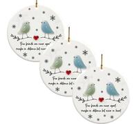 True Friends Never Part, Sea Glass Ornaments, Heart-Shaped Friendship Christmas Souvenirs, Handmade Ceramic Sea Glass Love Bird Pattern, A Meaningful Long-Distance Gift For Your Best Friend (C)