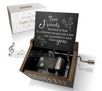 True Friendship Gifts for Women Female You are My Sunshine Wooden Music Box-True Friends are Hard to Find,I am so Grateful in Mine I Have You Keepsake Box for Friends(Black)