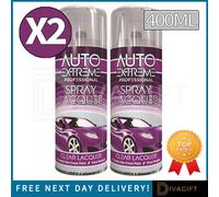 True Gifts 2X 400Ml Clear Lacquer , Automotive Paint Sprayer, Multipurpose Exterior Black Matt, Interior Metal , For Cars, Bikes,vans,