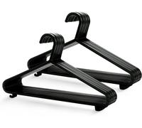 True Gifts 50 Pack Black Plastic Hangers Non-Slip And Sturdy Adults Unisex For All Clothes Coat And Comes With Trouser Bars And Hooks 37.5Cm