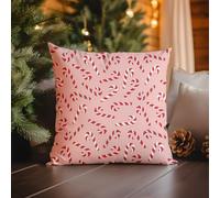 True Gifts Christmas Candy Canes Printed Cushion With Insert - Handmade in the UK | Throw Pillow, Plush Faux Suede Fabric, Cute Design, Soft Home & Bedroom Decor, Great Gift 30 x 30 cm With Insert