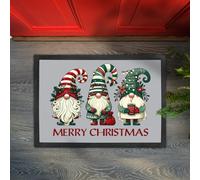 True Gifts Printed Doormat with Rubber Border - Christmas Gonks Welcome Mat - Festive Non-Slip Rubber Backing, Machine Washable, Indoor/Outdoor Use - 2 Sizes Door Mat Medium 50cm x 35cm