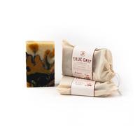 True Grit Tallow Beef Tallow Soap Bar - John Wayne Inspired - Cedar & Campfire Scent - Cold Soap with Activated Carbon & Coffee Grounds - 4 oz Each