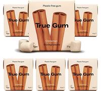 True Gum Cinnamon Chewing Gum - Plastic-Free Natural Gum with Xylitol, Biodegradable, Vegan & Sugar-Free Plant-Based Chewing Gum (6 x 21g)