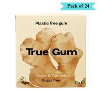 True Gum Vegan Sugar Free Chewing Gum Ginger & Turmeric - Pack of 24 (21g each)