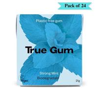 True Gum Vegan Sugar Free Chewing Gum Strong Mint - Pack of 24 (21g each)