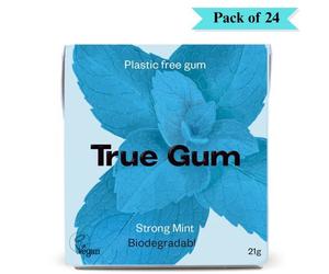 True Gum Vegan Sugar Free Chewing Gum Strong Mint - Pack of 24 (21g each)