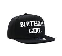 True Heads Birthday Girl Black Snapback Baseball Cap Gift - Adjustable Novelty Flat Peak Party Hat for Her, Cool Celebration Present & Streetwear Fashion Accessory for Women & Teens