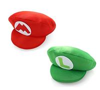 True Heads M Red Mario and L Green Luigi Foam Hat Cap Fancy Dress Up Adults Halloween Outfit Costume Party Duo