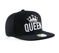 True Heads Queen Snapback Black Baseball Cap - Women’s Hip Hop Style Flat Peak Adjustable Hat, Urban Streetwear with Royal Crown Embroidery Design Gift for Ladies, Girls & Teens