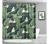 True Holiday Banana Leaf Plant Shower Curtain, Dark Green Bath Curtain Home Decor Waterproof Polyester Bathroom Curtains with 12 Curtain Hooks, 72 X 72 Inches