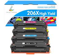 TRUE IMAGE Compatible 206X Toner Cartridges 4 Pack High Yield Replacement for HP 206X 206A for HP Color Pro MFP M283fdw M283cdw M255dw M283 M255 Printer W2110X (No Chip -Black Cyan Yellow Magenta)