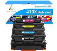 TRUE IMAGE Compatible Toner Cartridge Replacement for 410X CF410X CF411X CF412X CF413X Laserjet Pro MFP M477fdw M477fdn M377dw M452nw M452dn M477fnw M452dw (Black,Cyan,Yellow,Magenta, 4-Pack)