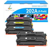 True Image Compatible Toner Cartridge Replacement for HP 202A CF500A CF501A CF502A CF503A Color LaserJet Pro MFP M281fdw M281cdw M281fdn M254dw M254dn M254nw M280nw (Black Cyan Yellow Magenta, 5-Pack)