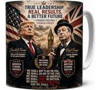 True Leadership Real Results Trump and Farage Patriotic Coffee Tea Ceramic Cup Political Supporter Present Gift Mug