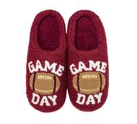 TRUE LOVE ACCESSORIES Women's Cozy Statement Slippers with Fun Trendy Sayings - Soft Lining, Plush Indoor Slip-On House Shoes with Cushioned Sole and Cute Graphic Designs, Red, 9-10