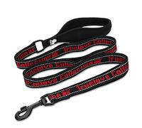TRUE LOVE Dog Lead Leash Reflective Night Safe Rope No Pull with Multi Handles Durable Nylon for Small Medium Large Dogs Walking TLL3071（Black/Red,M）