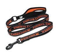 TRUE LOVE Dog Lead Leash Reflective Night Safe Rope No Pull with Multi Handles Durable Nylon for Small Medium Large Dogs Walking TLL3071（Black/Orange,L）