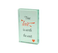 True love glass ornament is worth the wait - great gift for your partners (troph-lovewait01)