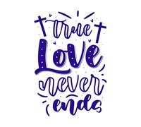 True Love Never end god Jesus Typography Design Lettering Stickers 36x52.3cm Can Modify and add Information DarkBlue