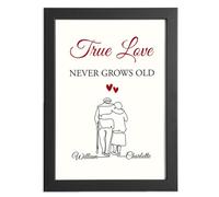 True Love Never Grows Old Romantic Print Personalised Gift for Her or Him, Couples on Valentine's Day, Anniversaries, Birthdays, Christmas, Weddings - From Wife, Husband, Boyfriend, Girlfriend
