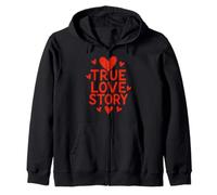 True Love Story Heart Message Zip Hoodie