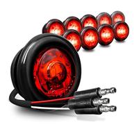 TRUE MODS 10pc 3/4" Inch Red Round LED Trailer Marker Light for Semi Truck | DOT FMVSS 108, SAE P2PC, IP67 Waterproof, Semi-Spherical, 3 Wire Turn Brake Tail, 12V, Clearance Side Marker Lights, For RV