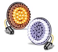TRUE MODS 2" 1157 Front Amber + White LED Turn Signal & Running Light for Harley Davidson [Pair Set] [Black-Finish] [Bullet Style] For Sportster Street Glide Road King Softail Electra Heritage