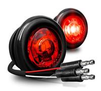 TRUE MODS 2pc 3/4" Inch Red Round LED Trailer Marker Light for RV Truck | DOT FMVSS 108, SAE P2PC, IP67 Waterproof, Semi-Spherical, 3 Wire Turn Brake Tail, 12V, Clearance Side Marker Lights