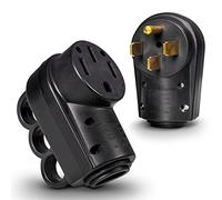 True Mods NEMA 14-50P/50R 125/250VV 50A RV Power Cord Male/Female Replacement Socket Plug Combo Kit for 6/3 + 8/1 AWG 4-Wire Cord [EZ Grip Handle] [ETL Listed]