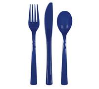 True Navy Blue Solid Assorted Plastic Cutlery - Classy & Elegant Flatware Design - Perfect for Parties, Weddings & Events - 18ct