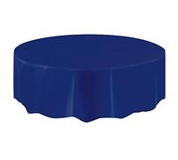 True Navy Blue Solid Round Short Fold Plastic Table Cover (213cm) 1 Count - Vibrant & Durable Party Essential for Easy Cleanup and Decoration
