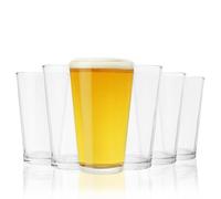 TRUE Pint Beer Glasses, Professional Grade Beer Pint Glasses, Multi Purpose Tumblers, Juice Water Cups, Kitchen Glassware, Home Bar, Set of 6, 16 oz
